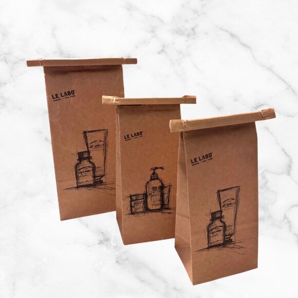 Le Labo Grasse New York Brown Paper Bags Set (Tin Tie Closure, 1 Large + 2 Small - Picture 1 of 7